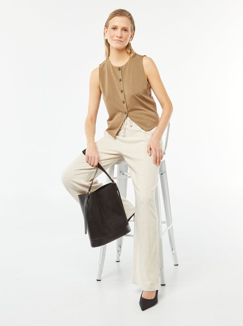 Casaco leve sem mangas com abertura com botões - Kiabi