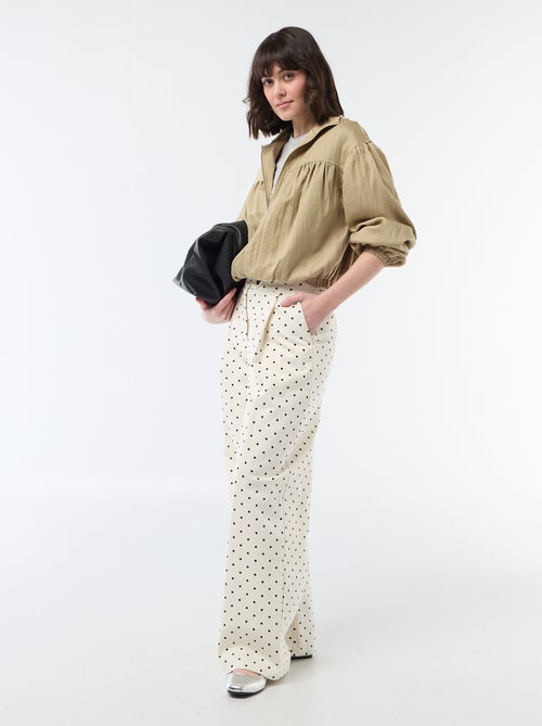 Casaco liso com fecho de correr e mangas abalonadas - Kiabi