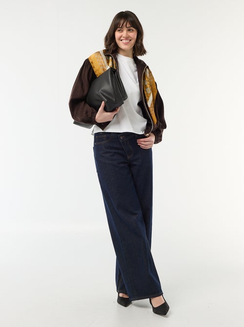 Casaco liso com fecho de correr e mangas abalonadas - Kiabi