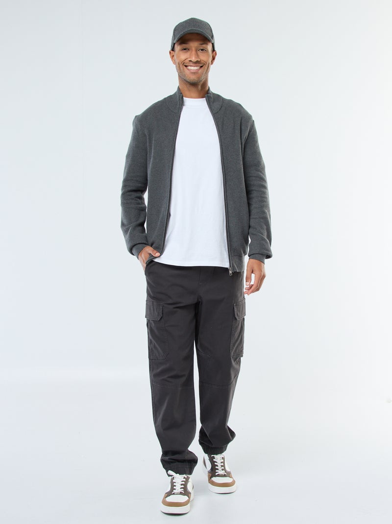 Casaco liso de malha e gola alta Cinza - Kiabi