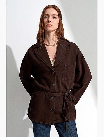 Casaco longo oversized com cinto dilvin