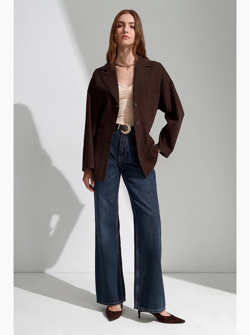 Casaco longo oversized com cinto dilvin Castanho-chocolate - Kiabi