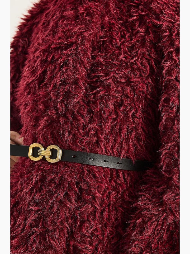 Casaco oversize de peluche com gola de casaco lucci Vermelho bordô - Kiabi