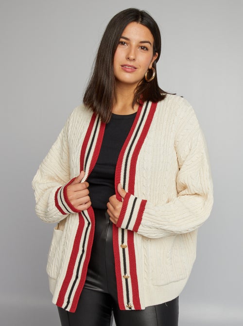 Casaco oversize em malha com gola em bico - Kiabi