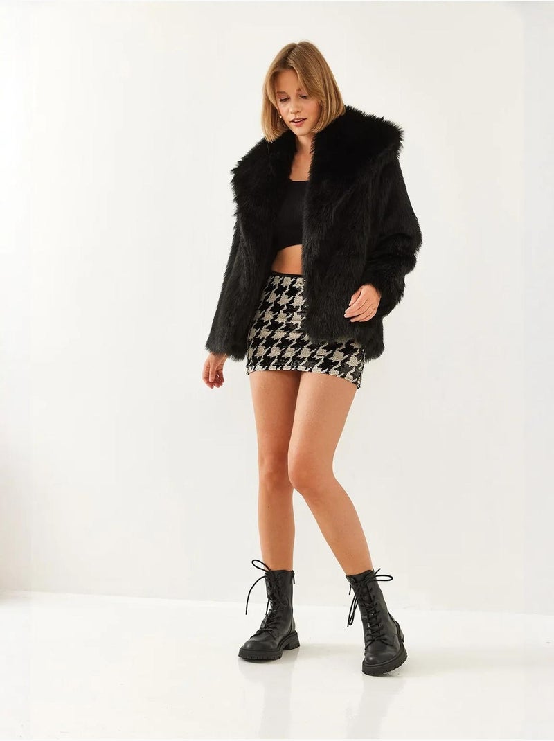 Casaco oversize em pelo sintético lucci Preto - Kiabi