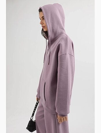 Casaco oversized com capuz e fecho de correr busem