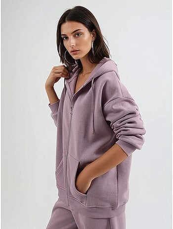 Casaco oversized com capuz e fecho de correr busem