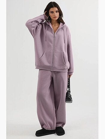 Casaco oversized com capuz e fecho de correr busem