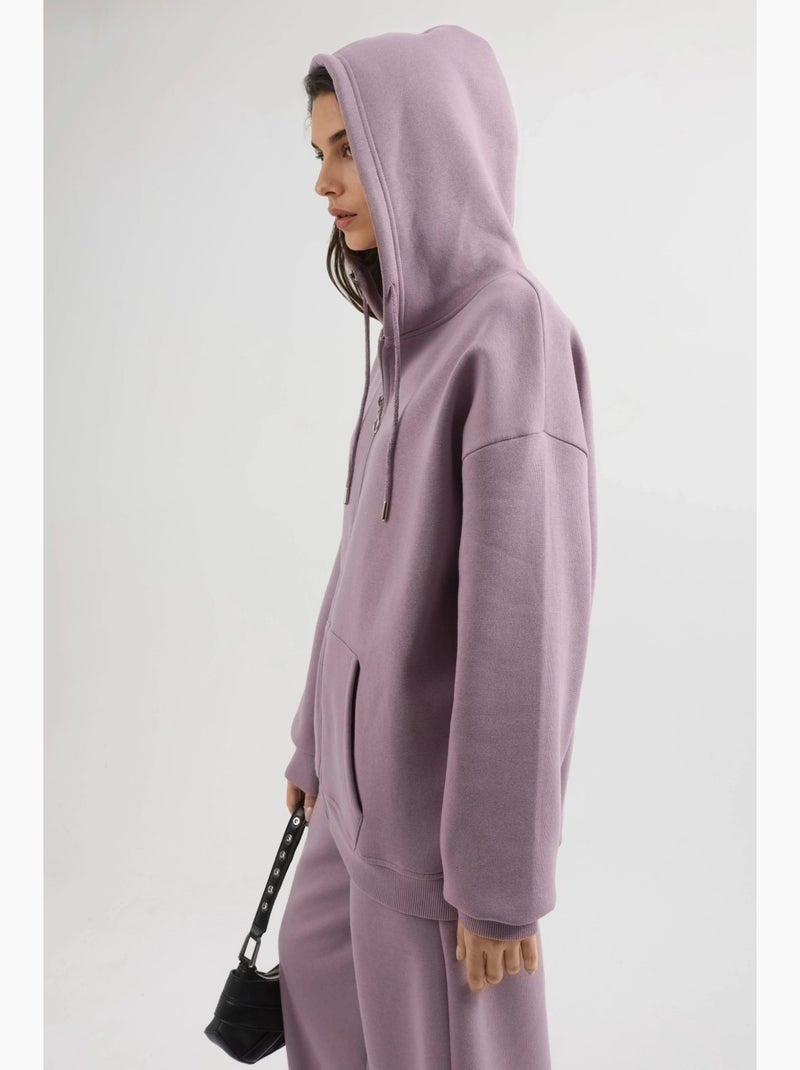 Casaco oversized com capuz e fecho de correr busem Lavanda - Kiabi