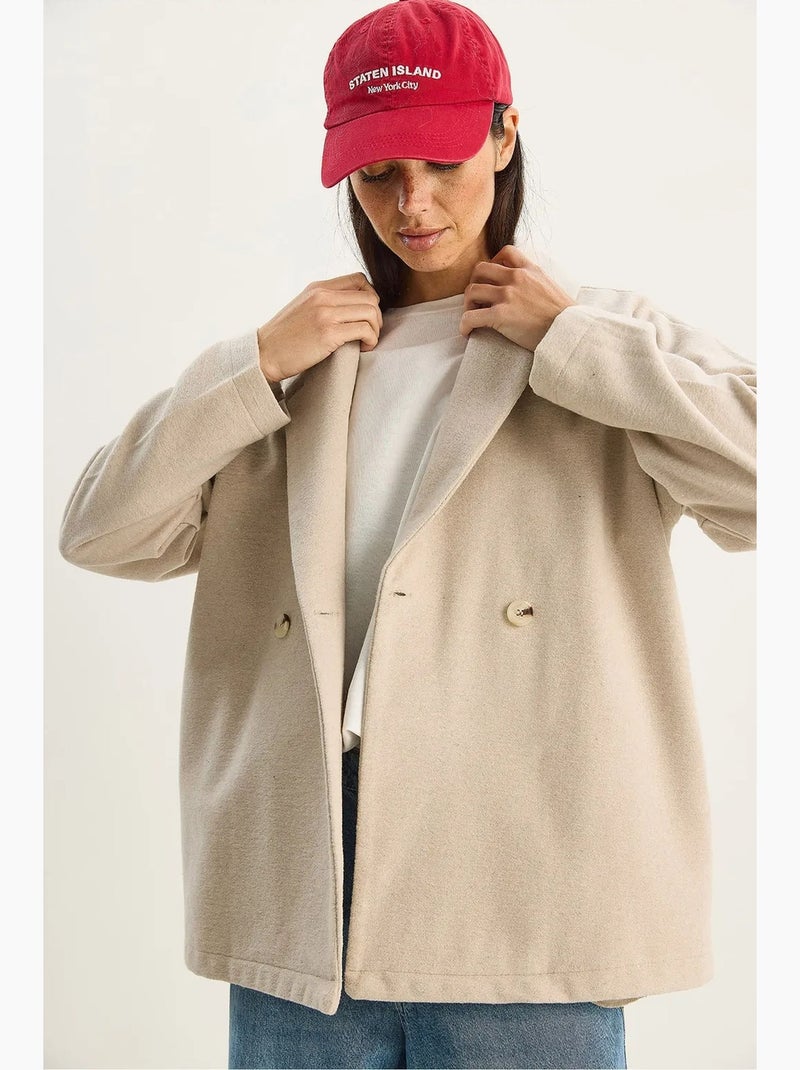 Casaco oversized com fecho de botões lucci Bege-argila - Kiabi