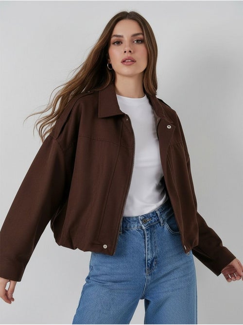 Casaco oversized com fecho de correr bdart - Kiabi Casaco oversized com fecho de correr bdart - Kiabi