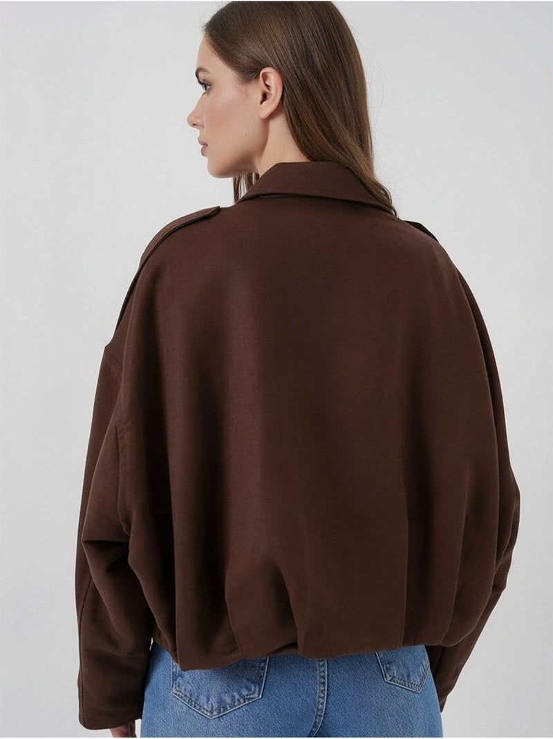 Casaco oversized com fecho de correr bdart Castanho-chocolate - Kiabi