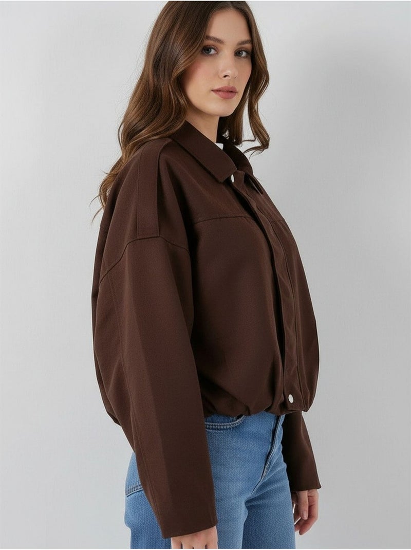Casaco oversized com fecho de correr bdart Castanho-chocolate - Kiabi