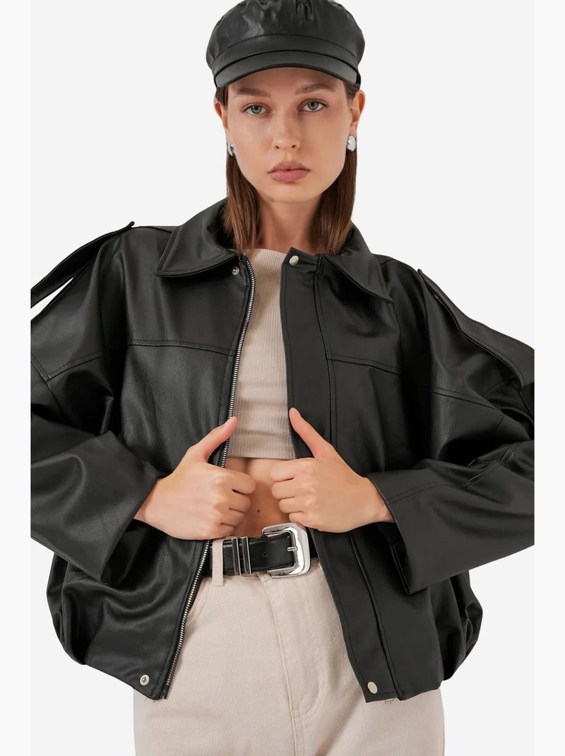 Casaco oversized com fecho de correr bdart Cinza-preto - Kiabi
