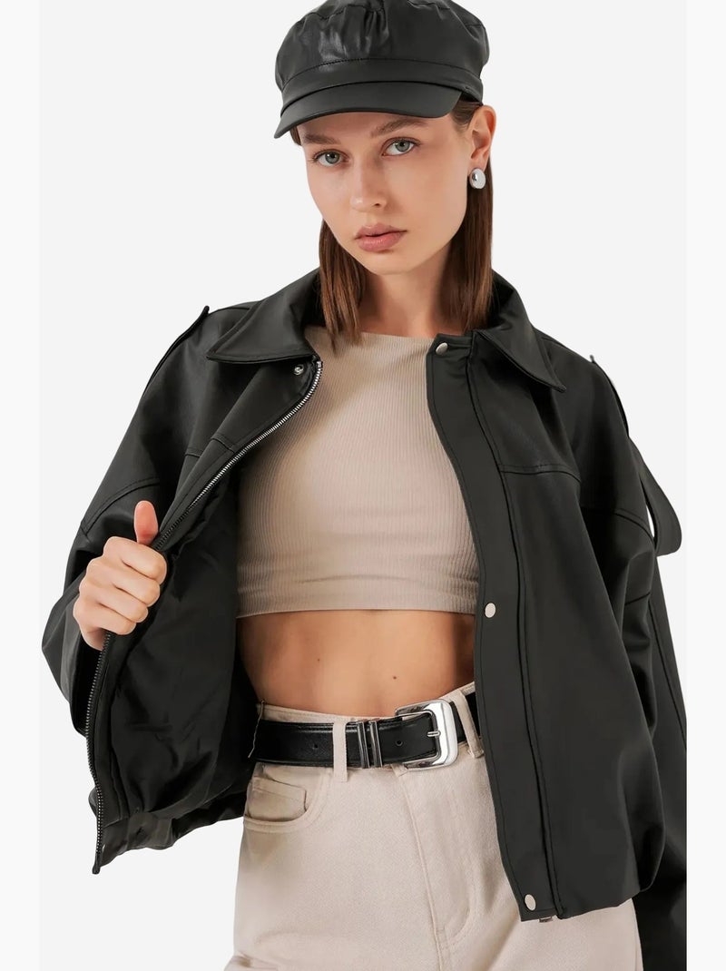 Casaco oversized com fecho de correr bdart Cinza-preto - Kiabi