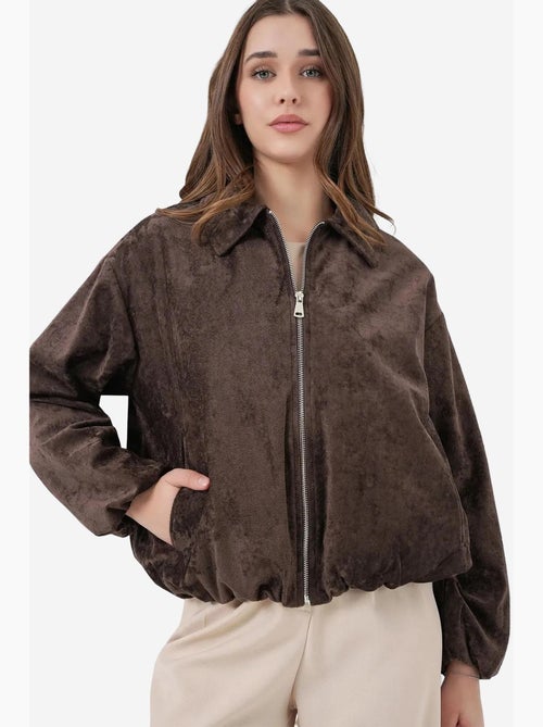 Casaco oversized de veludo com fecho de correr e bolsos bdart - Kiabi Casaco oversized de veludo com fecho de correr e bolsos bdart - Kiabi