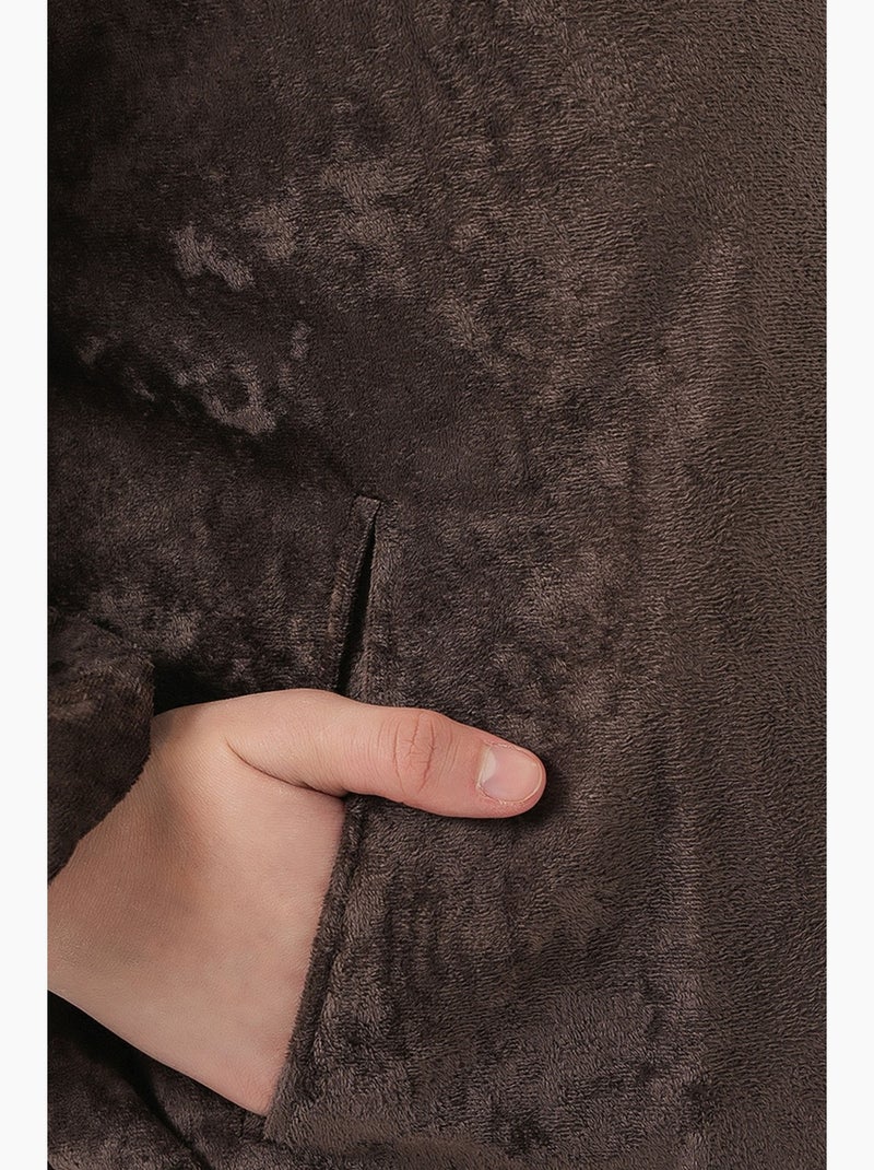 Casaco oversized de veludo com fecho de correr e bolsos bdart Castanho-chocolate - Kiabi