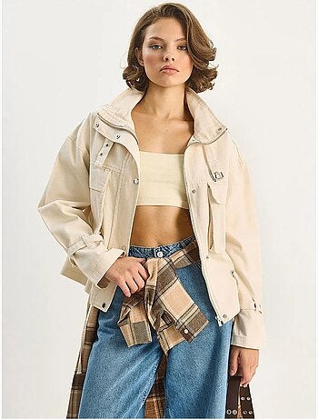 Casaco oversized em algodão gabardine lucci