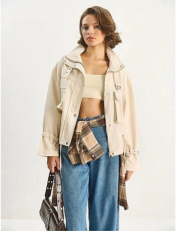 Casaco oversized em algodão gabardine lucci