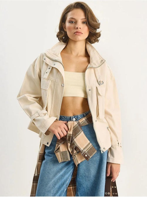 Casaco oversized em algodão gabardine lucci - Kiabi Casaco oversized em algodão gabardine lucci - Kiabi