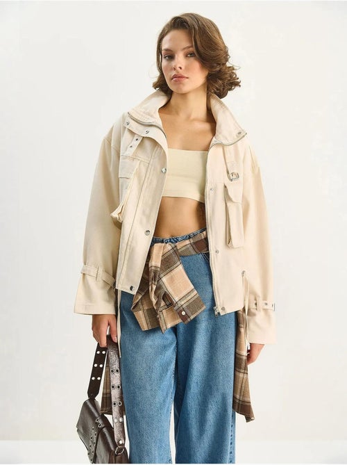 Casaco oversized em algodão gabardine lucci - Kiabi Casaco oversized em algodão gabardine lucci - Kiabi