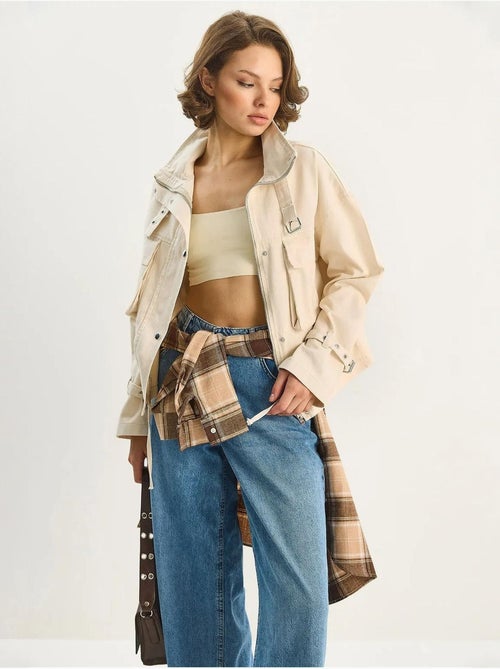Casaco oversized em algodão gabardine lucci - Kiabi Casaco oversized em algodão gabardine lucci - Kiabi