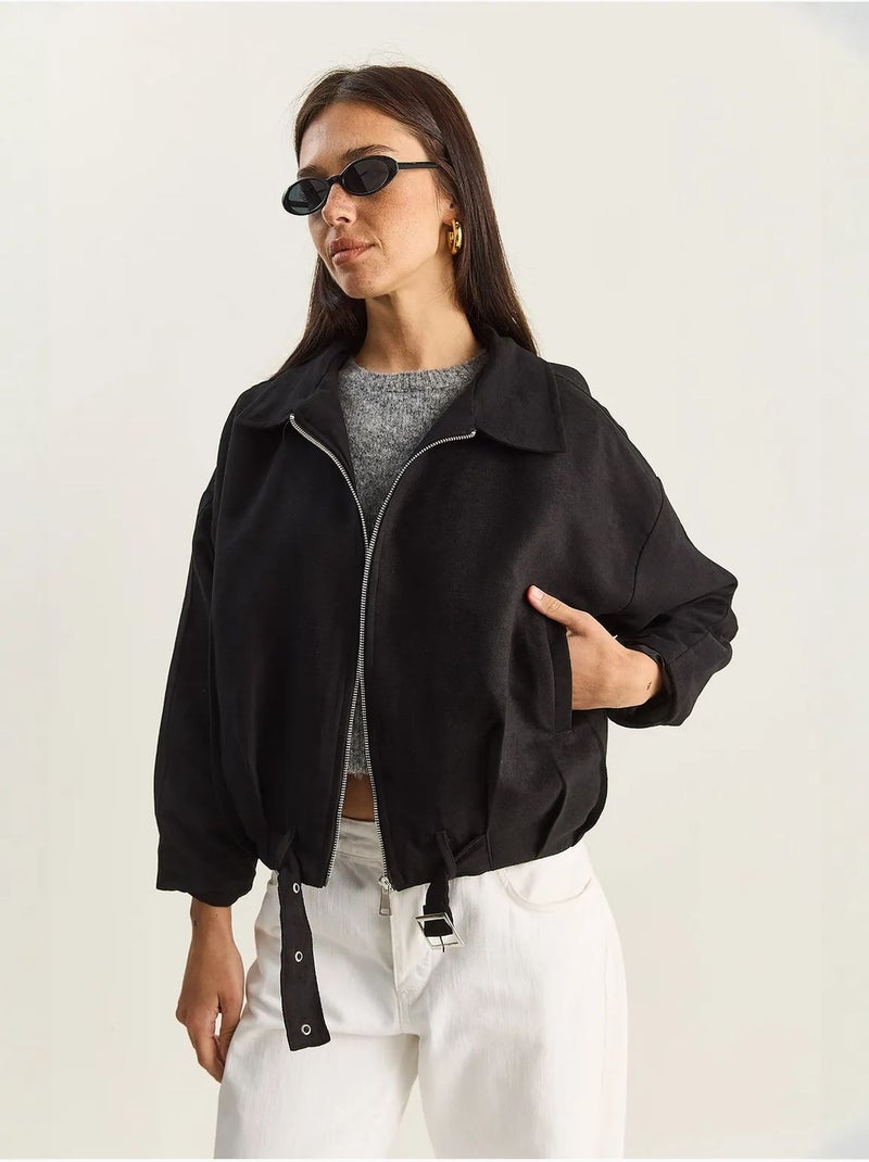 Casaco oversized em camurça sintética lucci Preto - Kiabi