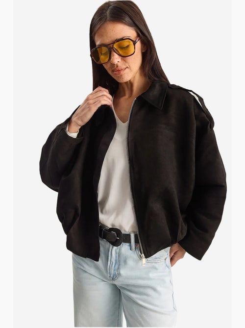 Casaco oversized em camurça sintética lucci - Kiabi