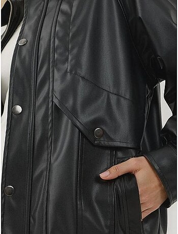 Casaco oversized em pele sintética com bolsos hiccup