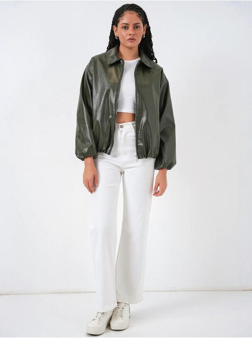 Casaco oversized em pele sintética com fecho de correr bdart - Kiabi Casaco oversized em pele sintética com fecho de correr bdart - Kiabi