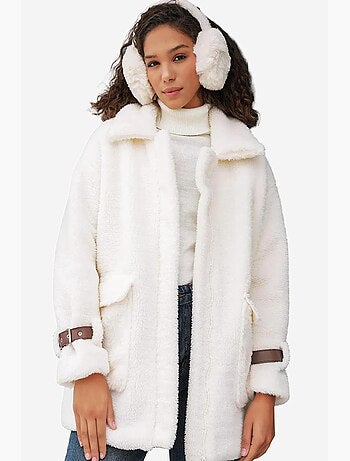Casaco oversized em pelo sintético felpudo com bolsos bdart