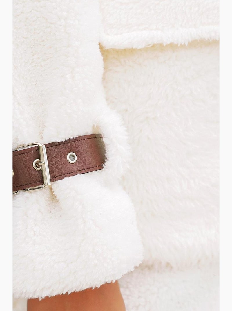 Casaco oversized em pelo sintético felpudo com bolsos bdart Marfim - Kiabi
