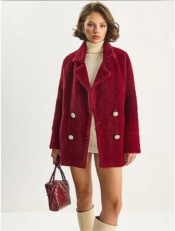 Casaco oversized em peluche texturizado lucci