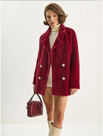 Casaco oversized em peluche texturizado lucci