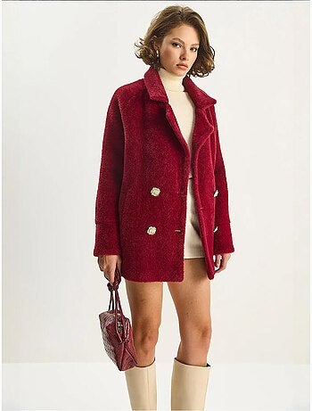 Casaco oversized em peluche texturizado lucci