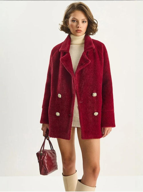 Casaco oversized em peluche texturizado lucci - Kiabi