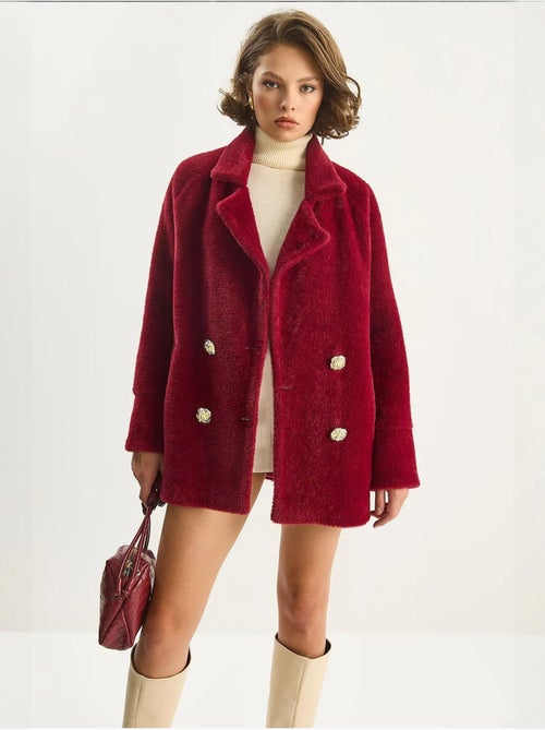 Casaco oversized em peluche texturizado lucci - Kiabi