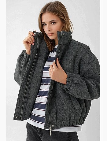 Casaco oversized texturizado com gola alta hiccup