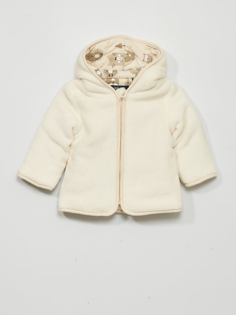 Casaco polar com capuz Branco - Kiabi