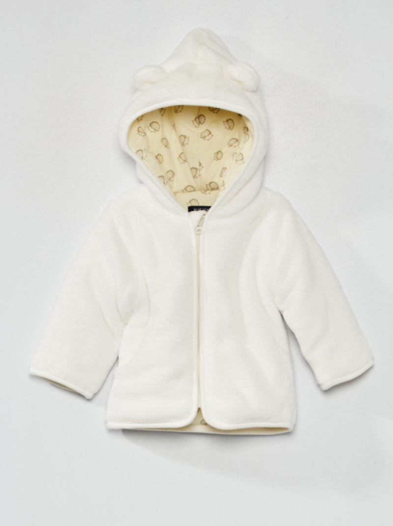 Casaco polar com capuz Ecru - Kiabi