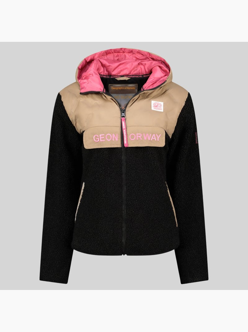 Casaco polar com capuz techic fz – geographical norway Preto - Kiabi
