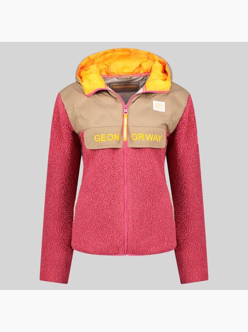 Casaco polar com capuz techic fz – geographical norway Rosa-fluo - Kiabi