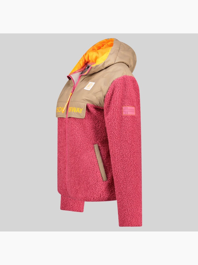 Casaco polar com capuz techic fz – geographical norway Rosa-fluo - Kiabi