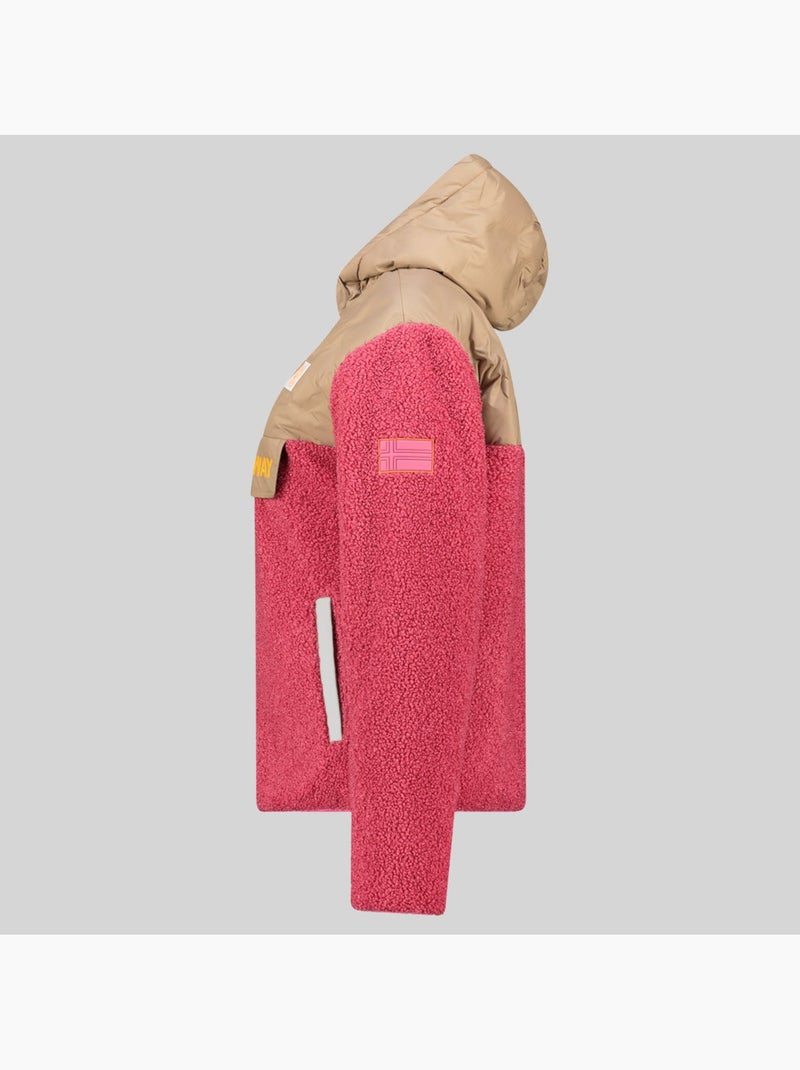 Casaco polar com capuz techic fz – geographical norway Rosa-fluo - Kiabi