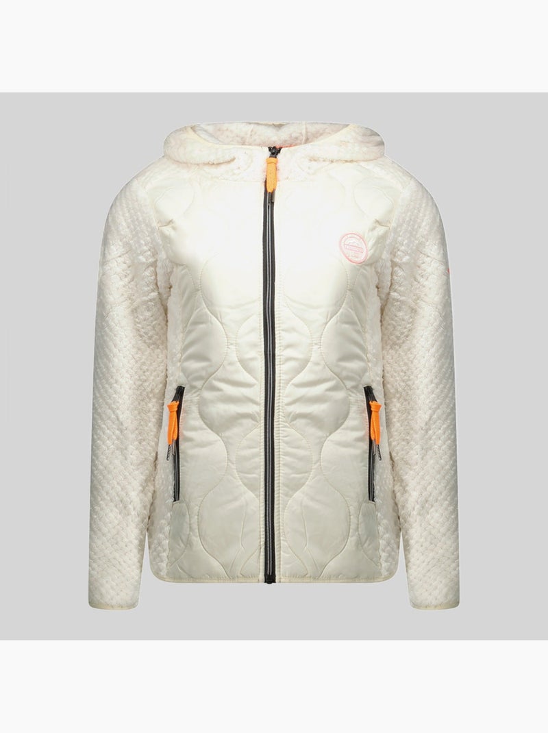 Casaco polar com capuz torsade – geographical norway Creme - Kiabi