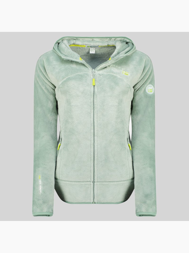 Casaco polar com capuz upalood – geographical norway Verde pastel - Kiabi