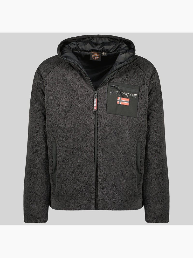 Casaco polar com fecho e capuz udaf – geographical norway Cinza escuro - Kiabi