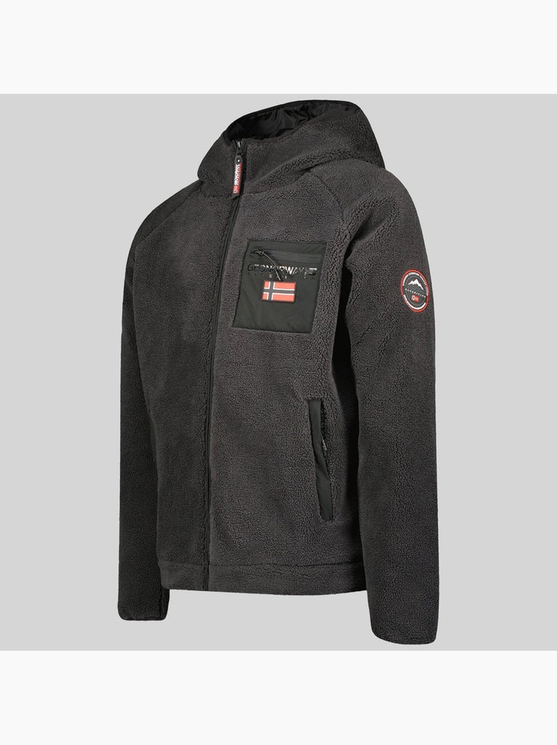 Casaco polar com fecho e capuz udaf – geographical norway Cinza escuro - Kiabi