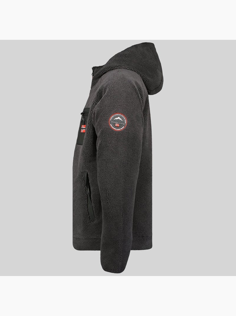 Casaco polar com fecho e capuz udaf – geographical norway Cinza escuro - Kiabi