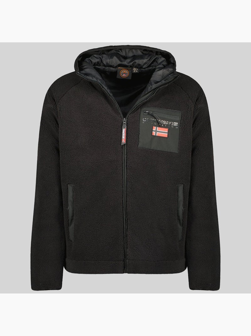 Casaco polar com fecho e capuz udaf – geographical norway Preto - Kiabi